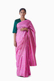 Handwoven Pink Multi Striped Silk Saree