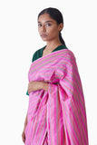 Handwoven Pink Multi Striped Silk Saree
