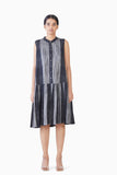 Handwoven Ikat Sleeveless Bottom Pleated Dress