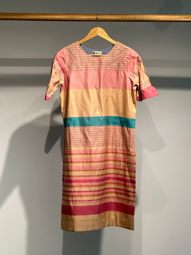 Handwoven Stainless Steel Engineered Stripe Dress