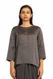 Handwoven Grey Short Placket Kameez Blouse