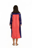 Handwoven Blue Pink Front Back Gathered Dress