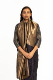 Handwoven Blue Gold Zari Palla Saree