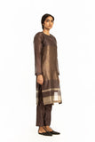 Handwoven Brown Engineered Sheer Straight Kurta