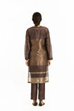 Handwoven Brown Engineered Sheer Straight Kurta